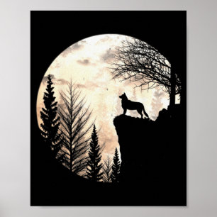 Funny Border Collie Dog Scary And Moon Halloween Poster
