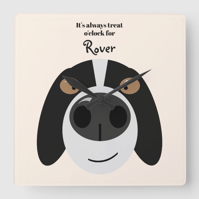 Funny border collie dog treat Acrylic Wall Clock (Front)