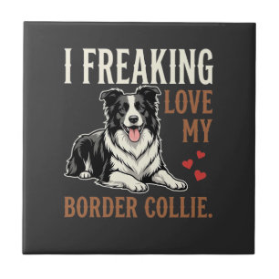 Funny Border Collie Love Dog Ceramic Tile