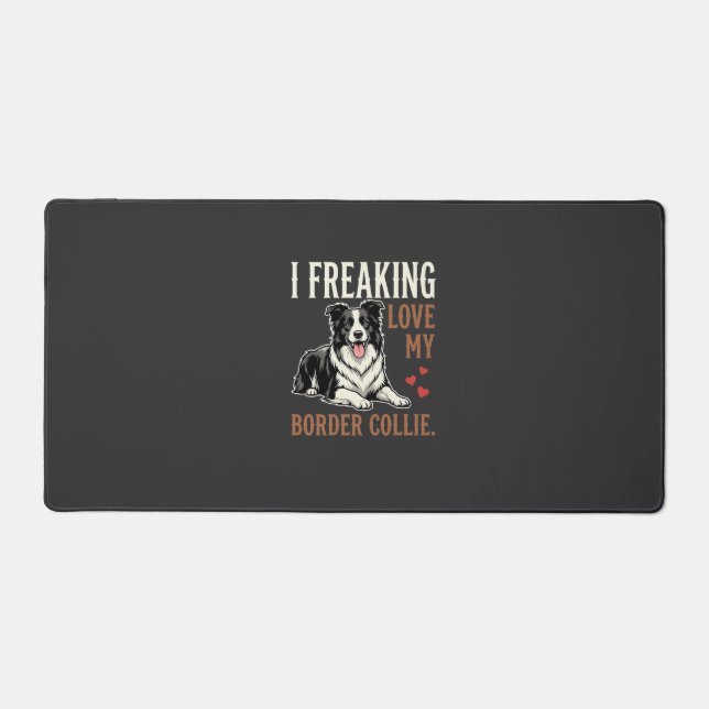 Funny Border Collie Love Dog Desk Mat (Front)