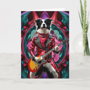 Funny Border Collie Rock Star Card