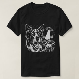 Funny Border Collie UFO Alien Abduction Dog T-Shirt