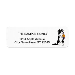 Funny Border Collie with Saturn Disc Return Address Label