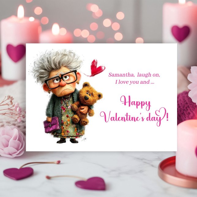 Funny Bored Lady Bringing Shrugs Valentine Holiday Card (Funny Bored Lady Bringing Shrugs Valentine

)