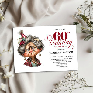 Funny Bored Old Lady 60th Birthday Invitation 