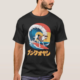 Funny Borzoi Japanese Kanagawa Wave Dog T-Shirt