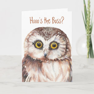 Funny Boss Birthday, Wise Owl Humour Card