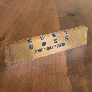 Funny Boss Copper And Navy Desk Nameplates. Nameplate