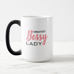 Funny Boss Lady Pink White Typography Magic Mug