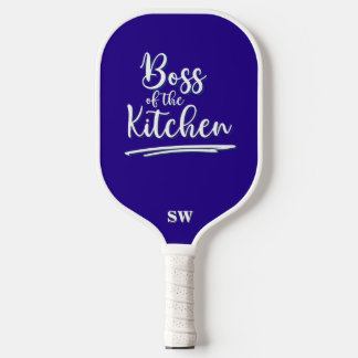 Funny Boss of the Kitchen Blue White Elegant Pickleball Paddle