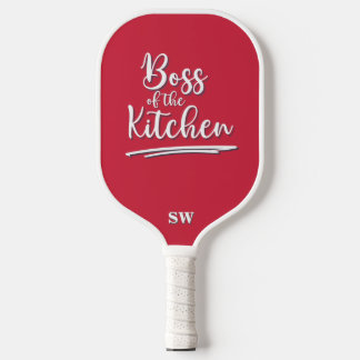 Funny Boss of the Kitchen Vintage Re White Elegant Pickleball Paddle