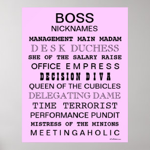 Funny Boss Poster   Office Sign   Female Boss Gift