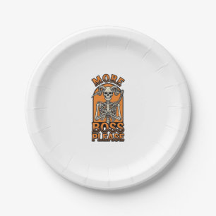 Funny Boss Skeleton Vintage Halloween Shirt_1 Paper Plate