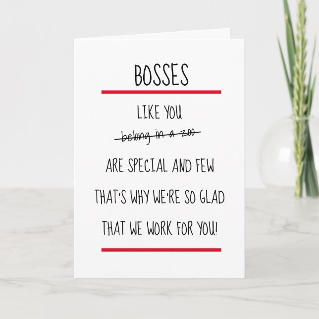 Funny Bosses Cheeky Verse Boss Day Card (Front)