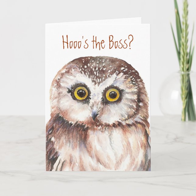 Funny Boss's Day, Wise Owl Humour Card (Front)