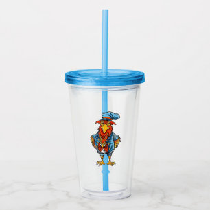 Funny Bossy Cartoon Rooster Acrylic Tumbler