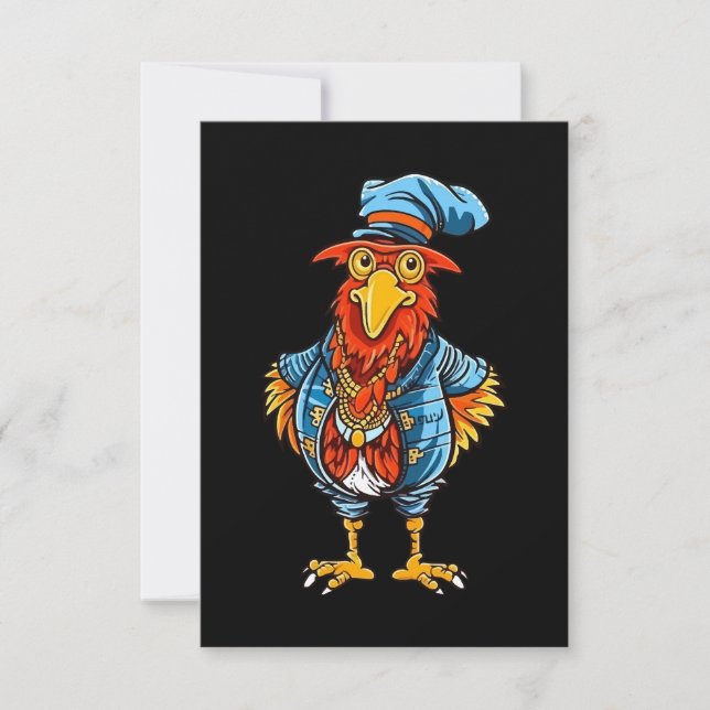 Funny Bossy Cartoon Rooster Card (Front)