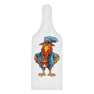 Funny Bossy Cartoon Rooster Cutting Board
