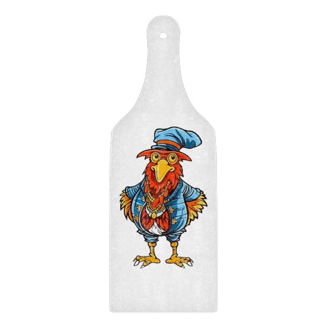 Funny Bossy Cartoon Rooster Cutting Board (Front)