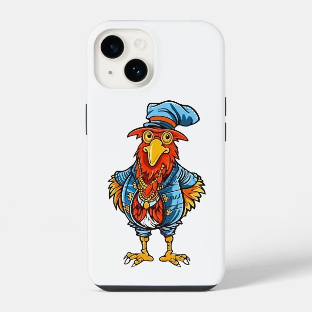 Funny Bossy Cartoon Rooster iPhone Case (Back)