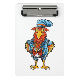 Funny Bossy Cartoon Rooster Mini Clipboard