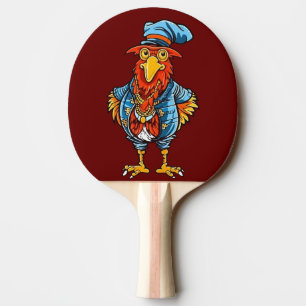 Funny Bossy Cartoon Rooster Ping Pong Paddle
