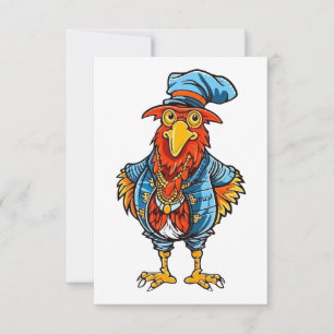Funny Bossy Cartoon Rooster Thank You Card