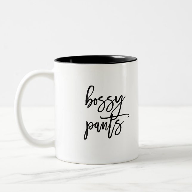 Funny Bossy Pants Saying Two-Tone Coffee Mug (Left)