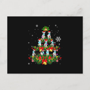 Funny Boston Terrier Christmas Tree Dog Mask Xmas Announcement Postcard