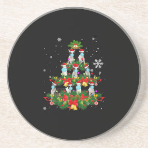 Funny Boston Terrier Christmas Tree Dog Mask Xmas Coaster