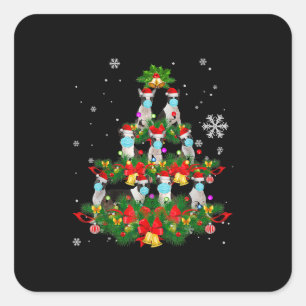 Funny Boston Terrier Christmas Tree Dog Mask Xmas Square Sticker