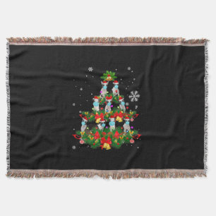 Funny Boston Terrier Christmas Tree Dog Mask Xmas Throw Blanket