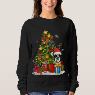 Funny Boston Terrier Christmas Tree Light Dog Xmas Sweatshirt