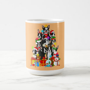 Funny Boston Terrier Christmas Tree Lights Puppy Coffee Mug