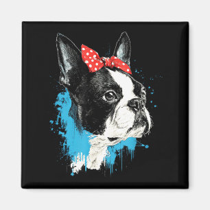 Funny boston terrier design for dog lovers magnet
