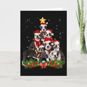 Funny Boston Terrier Dog Christmas Tree  Card