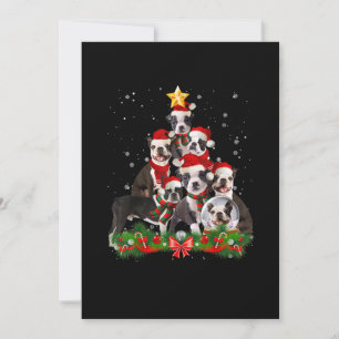Funny Boston Terrier Dog Christmas Tree Gift Announcement