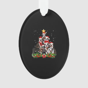 Funny Boston Terrier Dog Christmas Tree Gift Ornament