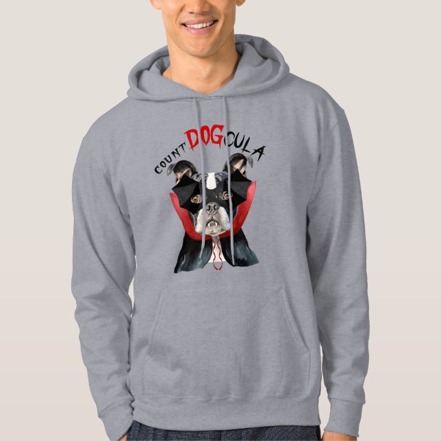 Funny Boston Terrier Dog Vampire Halloween Costume Hoodie (Front)