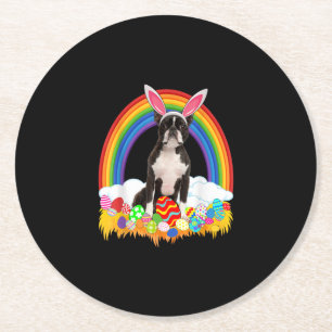 Funny Boston Terrier Egg Shirt Dog Lover Easter Round Paper Coaster