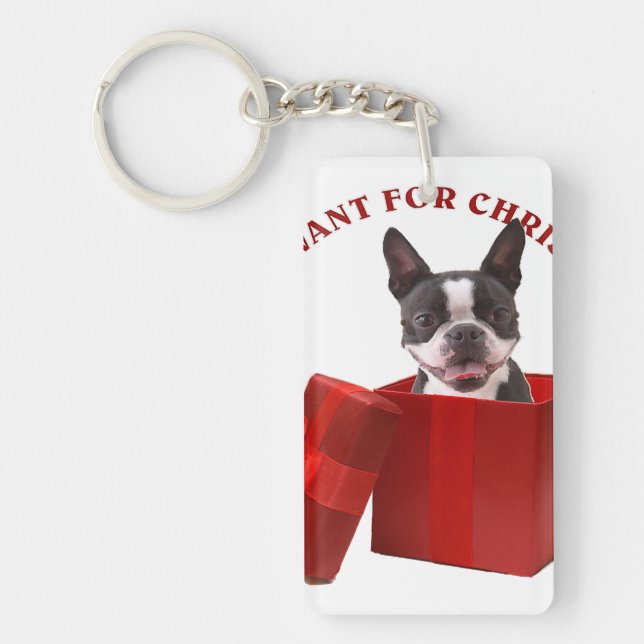 Funny Boston Terrier Gift For Pet Lover Key Ring (Front)