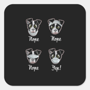 Funny Boston Terrier Gift Mouth Nose Mask Dogs T-S Square Sticker