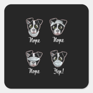 Funny Boston Terrier Gift Mouth Nose Mask Dogs T-S Square Sticker