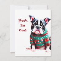 Funny Boston Terrier in Christmas Sweater