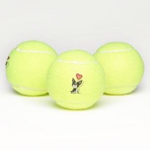 Funny Boston Terrier Love Cartoon Tennis Balls