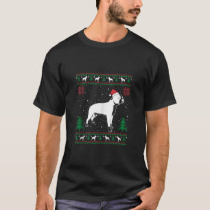 Funny Boston Terrier Lovers Santa Hat Ugly Christm T-Shirt