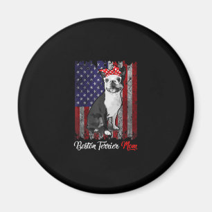 Funny Boston Terrier Mum American Flag Tee T-Shirt Magnet