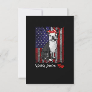 Funny Boston Terrier Mum American Flag Tee T-Shirt RSVP Card