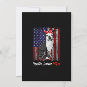 Funny Boston Terrier Mum American Flag Tee T-Shirt Thank You Card