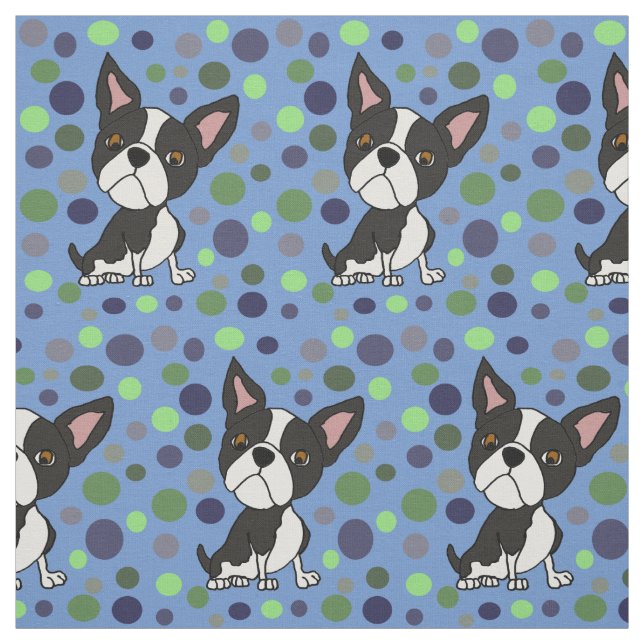 Funny Boston Terrier Puppy Dog Abstract Fabric (Swatch)